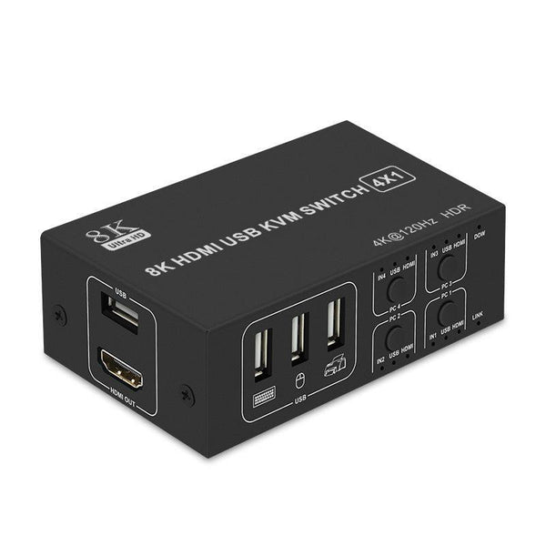 NÖRDIC KVM Switch 4 PC to 1xHDMI 8K60Hz and 4xUSB HDCP 2.2 for Xbox, PS5, Laptop