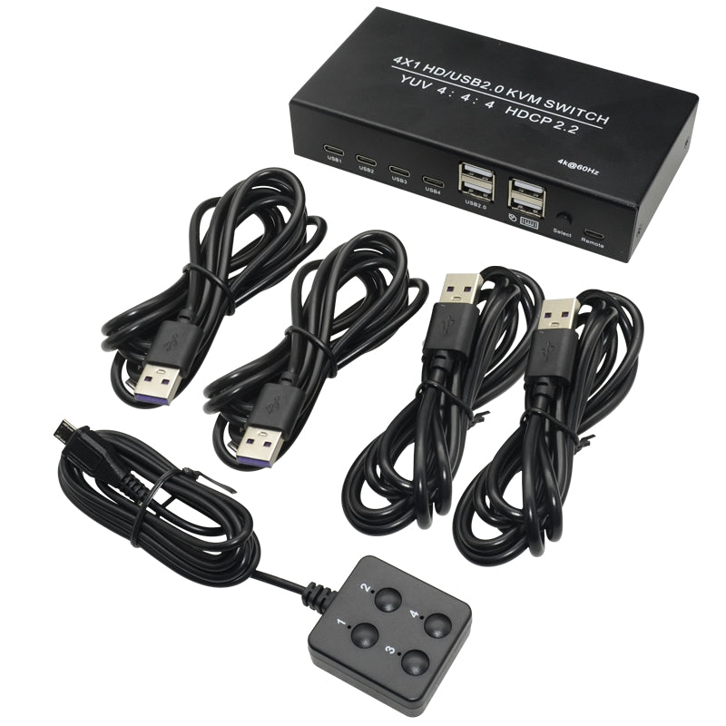 NÖRDIC KVM Switch 4 PC to 1 HDMI 4K 60Hz and 4XUSB HDCP 2.2