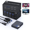 NÖRDIC KVM Switch 4 to 2 HDMI 2.1 8K@60Hz 4K@120Hz 4xUSB-A
