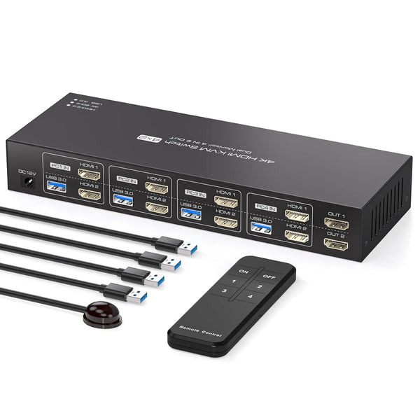 NÖRDIC KVM Switch 4 to 2 HDMI 4K60Hz USB3.0
