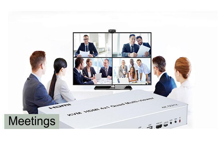 NÖRDIC KVM Switch 4xPC to 1xHDMI 4K 60Hz Quad Multi-Viewer with 4xUSB-A