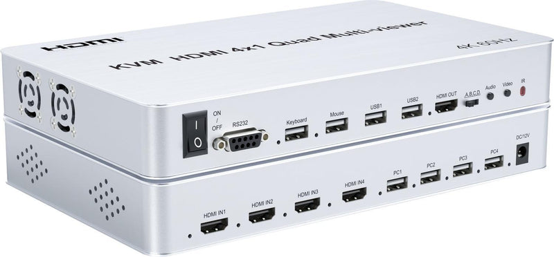 NÖRDIC KVM Switch 4xPC to 1xHDMI 4K 60Hz Quad Multi-Viewer with 4xUSB-A