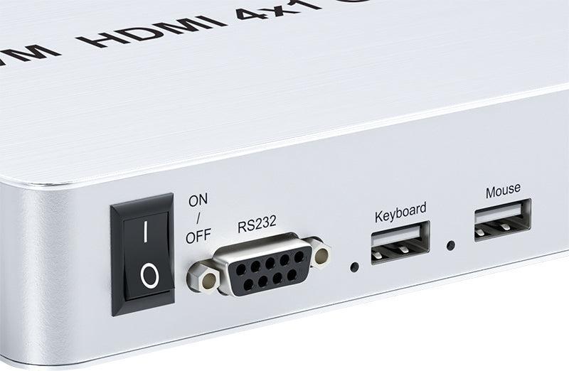 NÖRDIC KVM Switch 4xPC to 1xHDMI 4K 60Hz Quad Multi-Viewer with 4xUSB-A