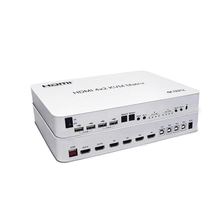 NÖRDIC KVM Switch 4xPC to 2xHDMI 4K 60Hz 3D Stereo Audio and S/PDIF
