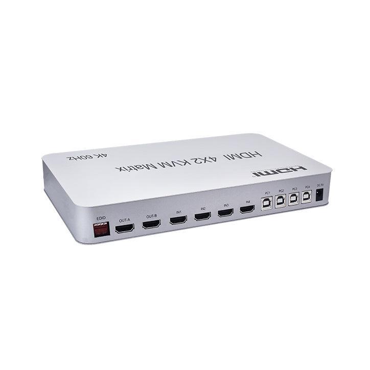 NÖRDIC KVM Switch 4xPC to 2xHDMI 4K 60Hz 3D Stereo Audio and S/PDIF