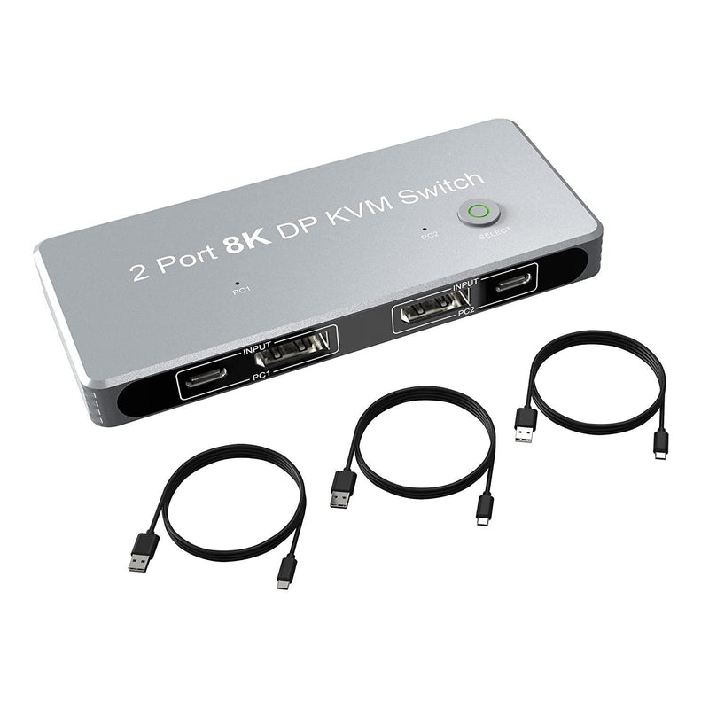 NÖRDIC KVM switch 2xPC to 1xDP 8K 60Hz 3xUSB-A 2.0