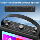 NÖRDIC Karaoke Machine, built-in 10.1" HD lyrics screen, supports WiFi, Bluetooth, HDMI, USB and MicroSD, with 2 wireless microphones for home party