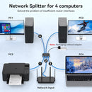 NÖRDIC LAN Splitter 1 to 4 1000 Mbps Gigabit Ethernet for computer, laptop, switch, hub, router, digital TV
