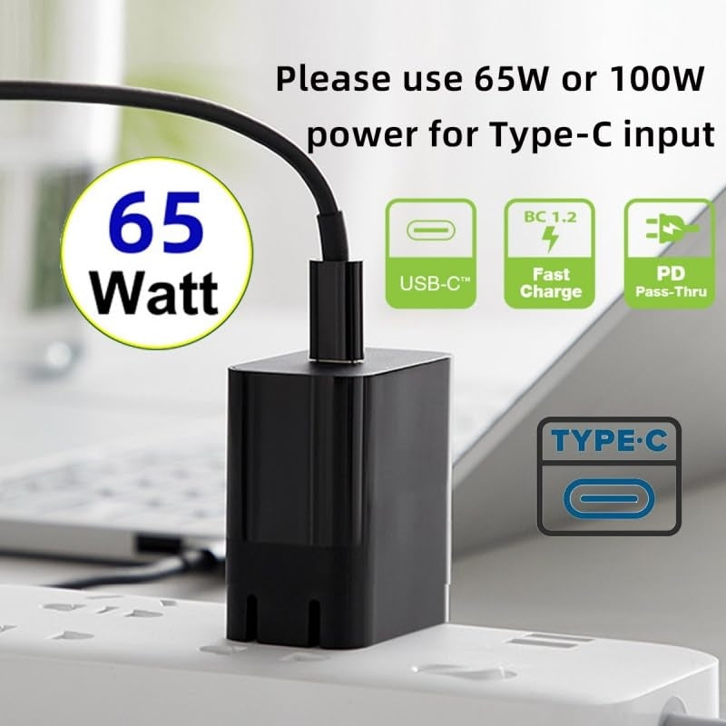 NÖRDIC Laptop Charging Cable USB-C to DC5.5x2.5mm 65W PD 1.5m