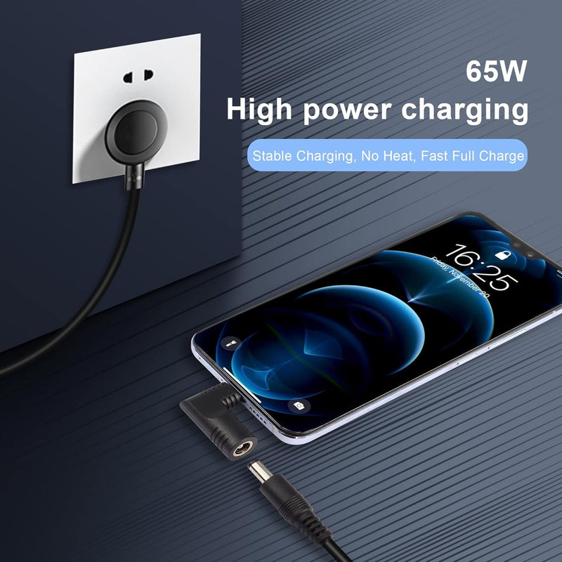 NÖRDIC Laptop adapter USB-C to DC 5.5x2.5mm 65W