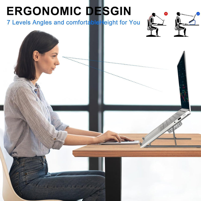 NÖRDIC Laptop stand for desk with fan 9-15.6 inches