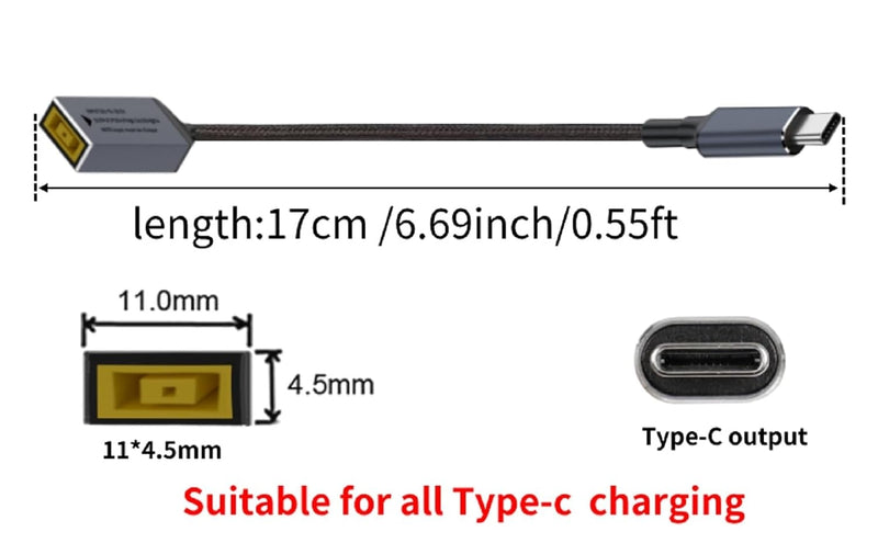 NÖRDIC Lenovo Square Yellow to USB-C Adapter 17 cm