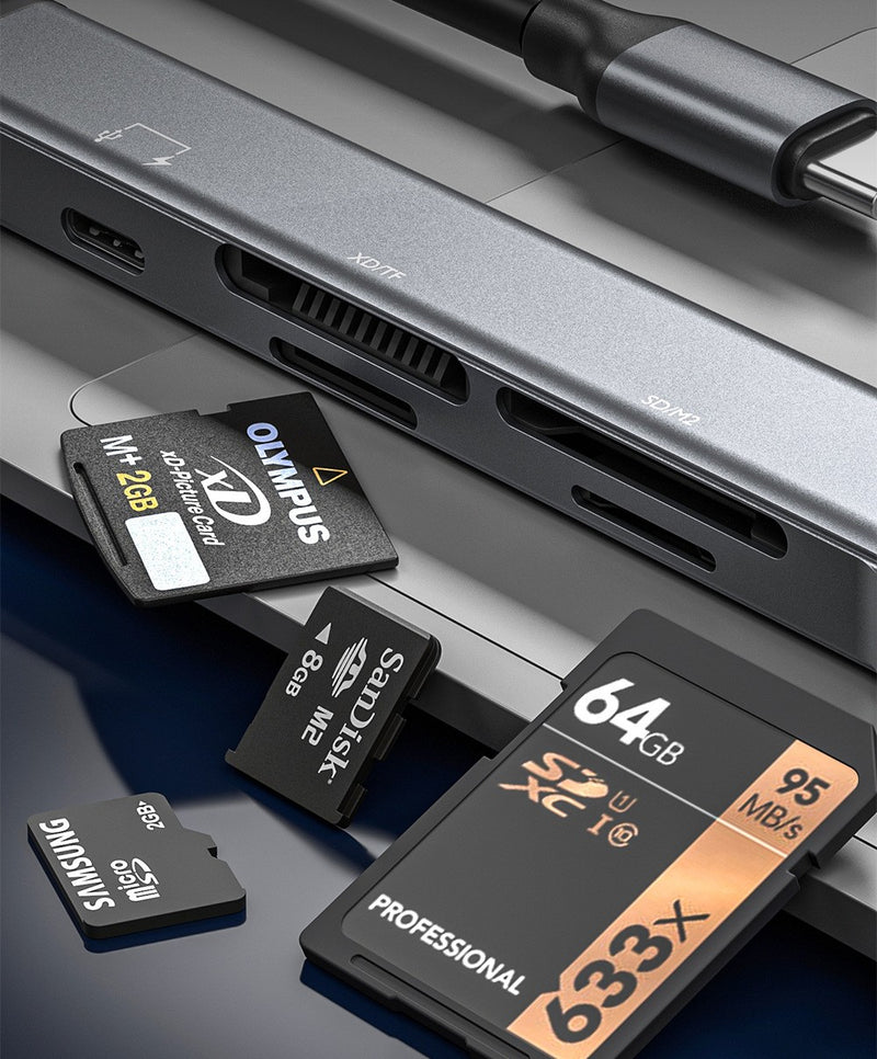 NÖRDIC Lightning Card Reader 4 Slot SD, MicroSD, MS, M2 1xUSB-A 3.0 1xLightning charging UHS-I