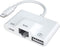 NÖRDIC Lightning adapter 1 to 3 ports 1x USB3.1 1x RJ45 10/100Mbps 1x Lightning for charging