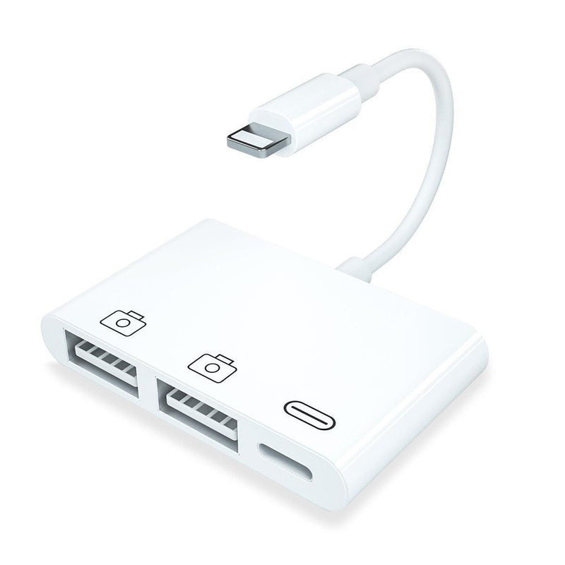 NÖRDIC Lightning adapter 1 to 3 ports 2xUSB A port and 1x Lightning port for charging