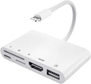 NÖRDIC Lightning adapter 1 to 5 ports 1xHDMI 1x 3.1 1x USB A Lightning for charging 1xTF and 1xSD card reader