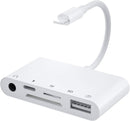 NÖRDIC Lightning adapter 1 to 5 ports 1xUSB A 3.1 Lightning port 1x 3.5 1x Audio 1xSD- and 1xTF card reader