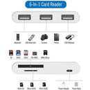 NÖRDIC Lightning adapter 1 to 6 ports 3xUSB A 3.1, 1xTF 1xSD card reader 1 x Lightning (Non MFI) charging port
