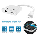 NÖRDIC Lightning adapter to 1x Lightning and 1xljud 3.5mm white 10cm cable