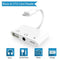 NÖRDIC Lightning adapter to 1xUSB A 1x3,5mm audio and 1x Lightning White 10cm cable