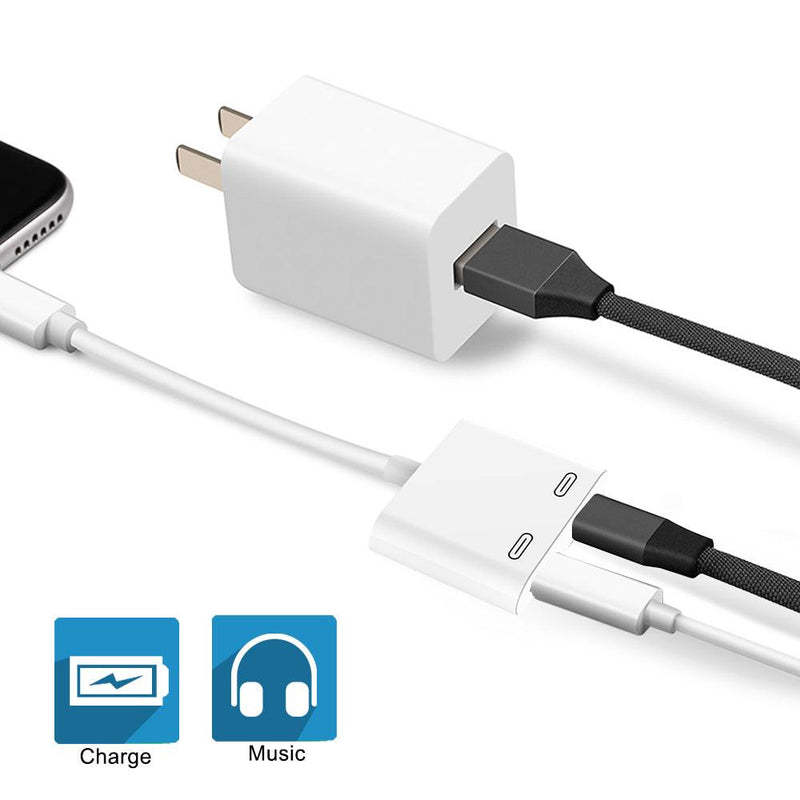 NÖRDIC Lightning adapter to 2x Lightning White 10cm cable