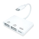NÖRDIC Lightning hub with 2xUSB A port and 1x Lightning port white 10cm cable