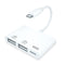 NÖRDIC Lightning hub with 2xUSB A port and 1x Lightning port white 10cm cable