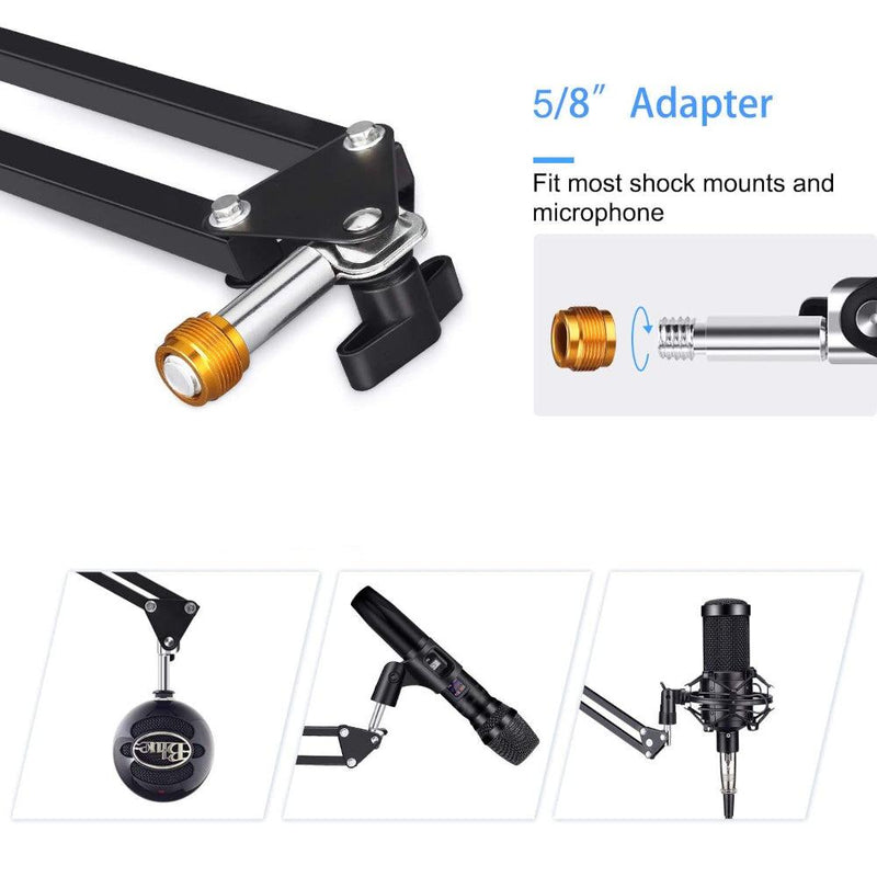 NÖRDIC Microphone Stand for table mounting is also suitable for the Blue Yeti and Blue Snowball 5/8 inch adapter boom