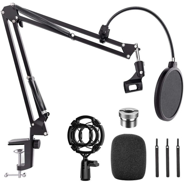 NÖRDIC Microphone stand for table mounting also fits Blue Yeti and Blue snowball 5/8 inch adapter Microphone arm