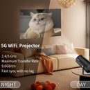 NÖRDIC Mini Portable Projector – 720p HD Support, Android 11, WiFi 6, BT 5.0, 180° Rotation, Home Theater Projector