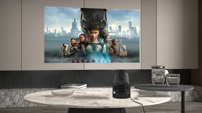 NÖRDIC Mini Portable Projector – 720p HD Support, Android 11, WiFi 6, BT 5.0, 180° Rotation, Home Theater Projector