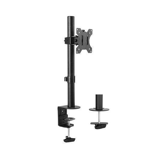 NÖRDIC Monitor arm table mount for 1 monitor 13-32 with adjustable height, rotatable and tiltable, steel, black, screen mount VESA 75 and 100