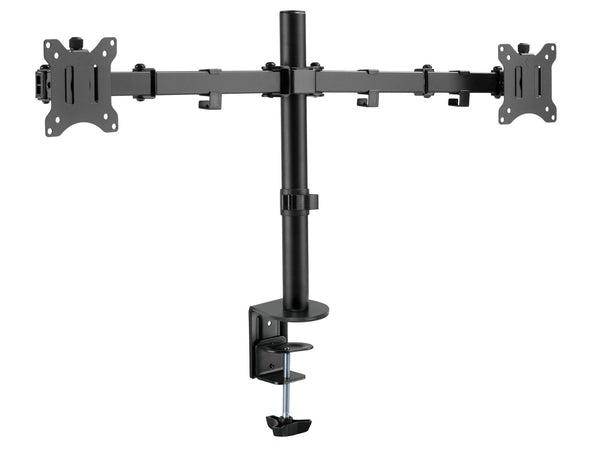 NÖRDIC Monitor arm table mount for dual screens 17 to 32 inches in steel, tiltable, rotatable and swivel, black