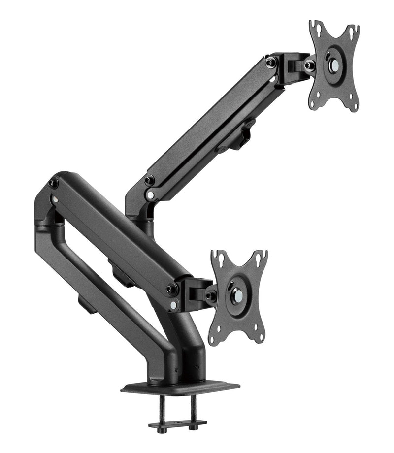 NÖRDIC Monitor arm table mount for dual monitors, 17"-27", aluminum and steel, black, screen mount