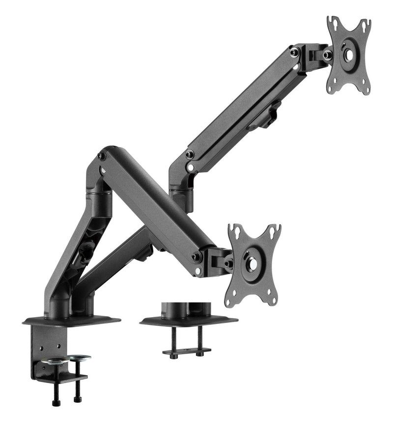 NÖRDIC Monitor arm table mount for dual monitors, 17"-27", aluminum and steel, black, screen mount