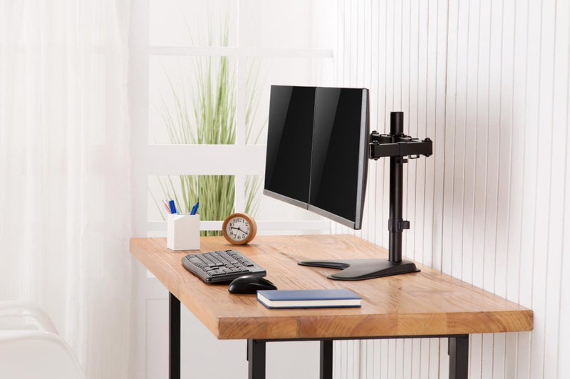 NÖRDIC Monitor arm table stand in steel for dual screens 17-32 inches, tiltable and swivel black screen mount