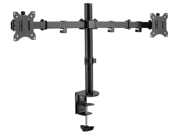 NÖRDIC Monitor arm table mount for dual monitors 17 to 32 inches in steel, tiltable, rotatable and swivel, black
