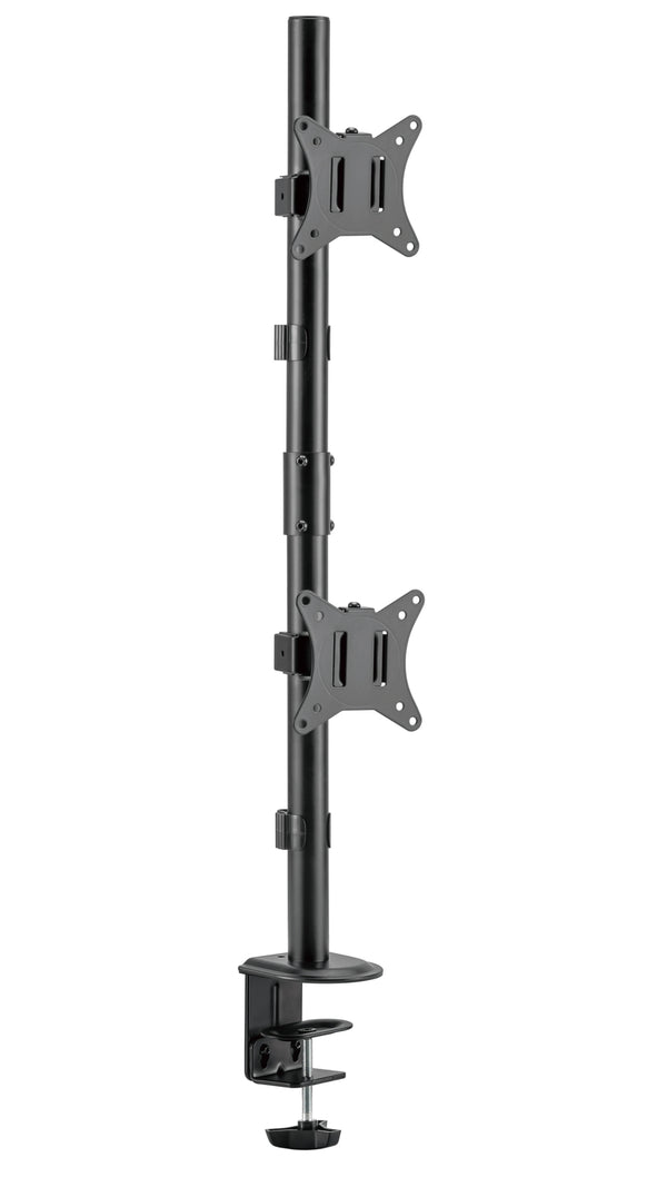 NÖRDIC Monitor arm table mount in steel for dual monitors 17-32 inches, tiltable, rotatable and swivel, black, monitor mount