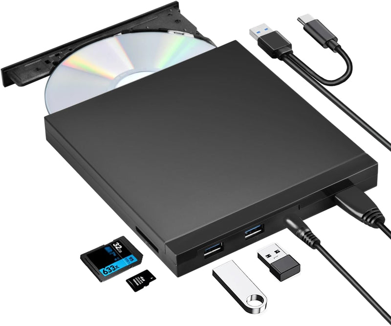 NÖRDIC Portable CD Burner and player and USB hub with SD/TD card reader