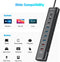 NÖRDIC Powered 10port  USB-C & A Hub, 10Gbps USB-C and USB-A Data Ports, 4 USB 3.0 Ports, 2 Fast Charging Ports and 20W USB-C PD Port individual switch