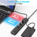 NÖRDIC Powered 10port USB-C & A Hub, 3x10G USB-A and USB-C USB3.2 GEN2, 4x5G USB-A USB3.2 GEN1, 1xUSB-C 20W PD, 2xUSB-A charging with individual switch