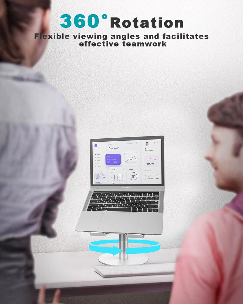 NÖRDIC Rotating aluminum laptop stand, adjustable height Ergonomic computer stand with 360 rotating,