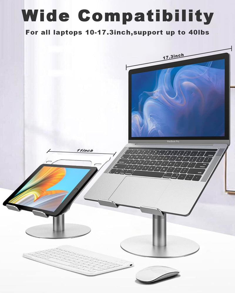 NÖRDIC Rotating aluminum laptop stand, adjustable height Ergonomic computer stand with 360 rotating,