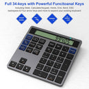 NÖRDIC Slim 34-key Bluetooth numeric keypad with display, 2-in-1 data entry + calculator for laptop, MacBook, Mac, Surface, PC and Chrome