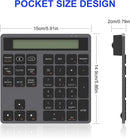 NÖRDIC Slim 34-key Bluetooth numeric keypad with display, 2-in-1 data entry + calculator for laptop, MacBook, Mac, Surface, PC and Chrome