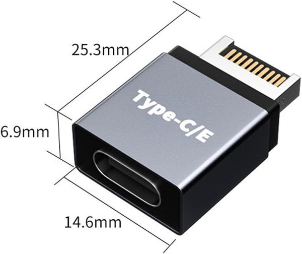 NÖRDIC Type-E male to USB-C female front panel adapter 10Gbps USB3.1 Type E motherboard adapter