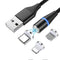 NÖRDIC USB2.0 Magnet kabel 3i1 Lightning(Non MFI), USB-C Micro USB 1m3A svart