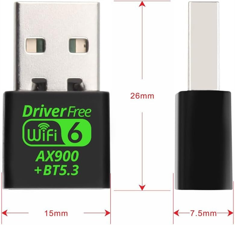 NÖRDIC USB 2.0 WIFI6 Bluetooth 5.3 Adapter Dual Band 2.4G & 5GHz 600Mbps