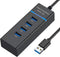 NÖRDIC USB 3.0 4port 5Gbps hub 25cm cable black