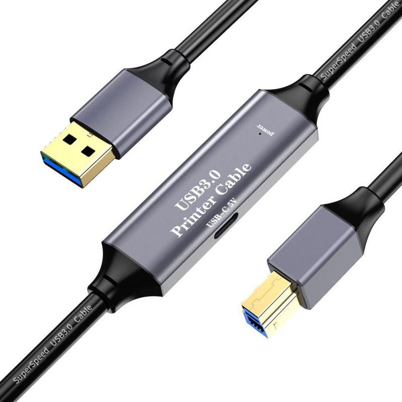 NÖRDIC USB 3.0 Active Printer Cable - 15m USB A to USB B 3.0 Compatible with printer, conference camera, docking station, hard drive and more